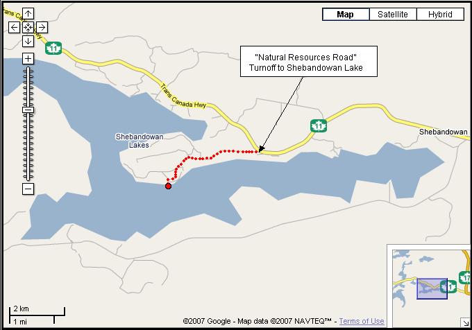 Map to Shebandowan Landing